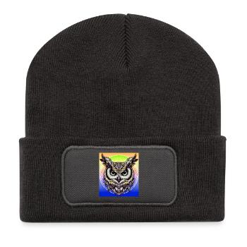 Eule - Recycelte Patch Beanie - Dunkelgrau - Vorne