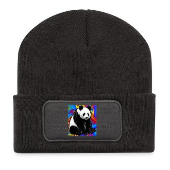 panda - Beanie recyclé à patch - charbon - Devant