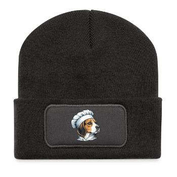 Fröhlicher Beagle Koch Cartoon Küche Essen Humor - Recycelte Patch Beanie - Dunkelgrau - Vorne