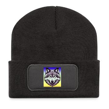 Wolf - Recycelte Patch Beanie - Dunkelgrau - Vorne