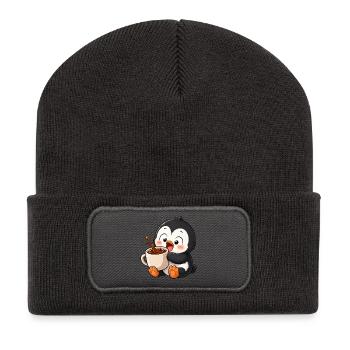Cute Penguin Coffee Coffee Lover Mugs - Recycled Patch Beanie - dark grey - Front