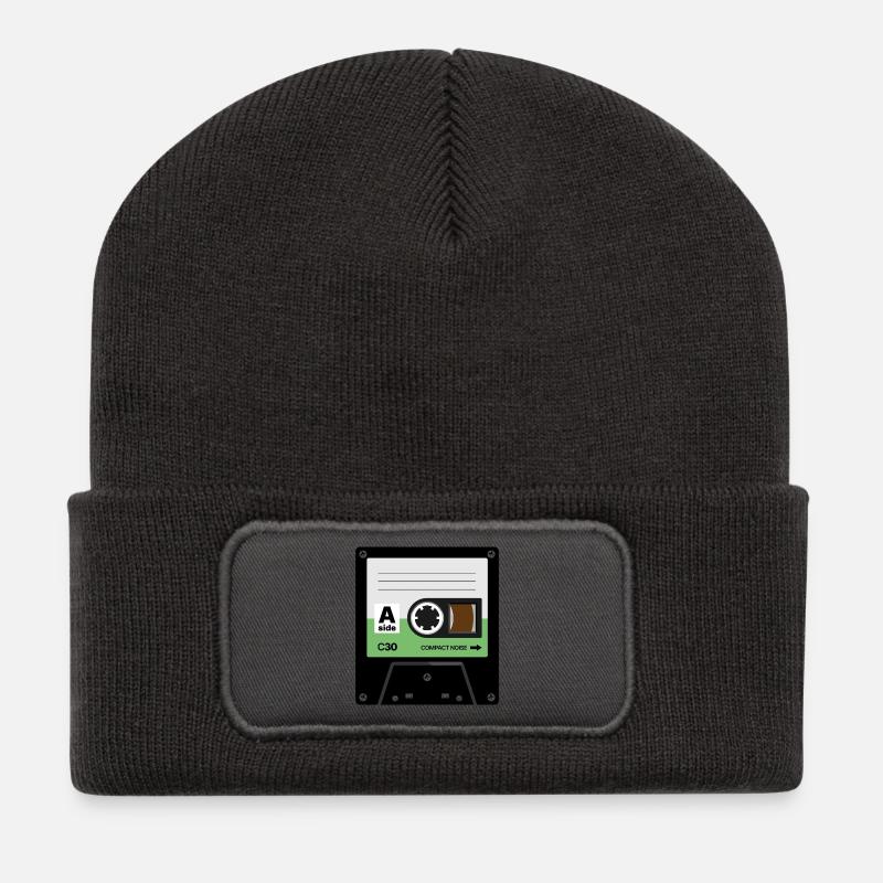 Winzige Kassette - Recycelte Patch Beanie - Dunkelgrau