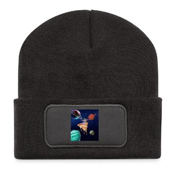 Astronaute fait une pizza dans l’espace, Space T drôle - Beanie recyclé à patch - charbon - Devant