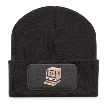 Retro computer kawaii smile - Recycled Patch Beanie - dark grey - Front
