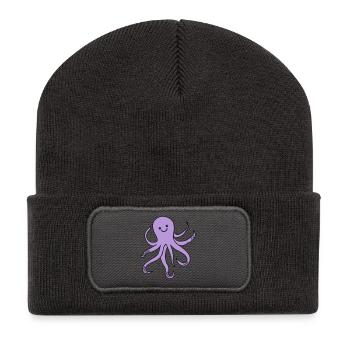 Charme de pieuvre violette - Beanie recyclé à patch - charbon - Devant