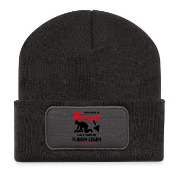 Fliesenleger Kacheler Plattenleger Beruf Arbeit - Recycelte Patch Beanie - Dunkelgrau - Vorne