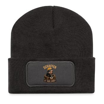 Maulwurf beim schaffen Humor Arbeit - Recycelte Patch Beanie - Dunkelgrau - Vorne