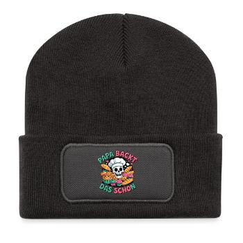 Papa backt das schon - Recycelte Patch Beanie - Dunkelgrau - Vorne