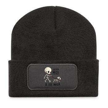 Never miss a dog walk - Recycelte Patch Beanie - Dunkelgrau - Vorne