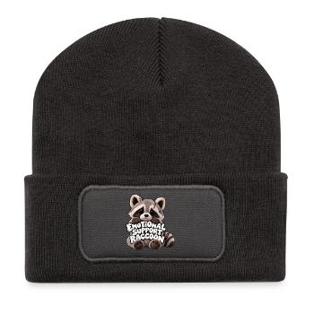 Emotionaler Support Waschbär - Recycelte Patch Beanie - Dunkelgrau - Vorne