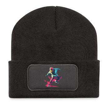 B-Boy Cartoon Stil - Recycelte Patch Beanie - Dunkelgrau - Vorne