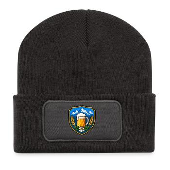 Bier Schild Emblem - Recycelte Patch Beanie - Dunkelgrau - Vorne