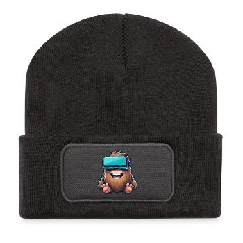 Bigfoot Sasquatch Süß Comic Cartoon VR Virtual Rea - Recycelte Patch Beanie - Dunkelgrau - Vorne