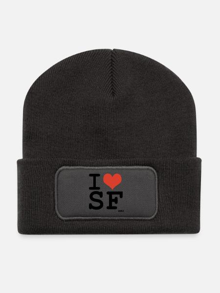 i love SF - Recycelte Patch Beanie - Dunkelgrau