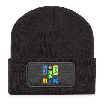 Tolle Zahlen für die Grundschulzeit. - Recycelte Patch Beanie - Dunkelgrau - Vorne