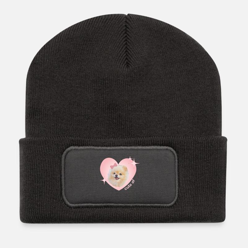 Mignon AF Poméranien - Beanie recyclé à patch - charbon