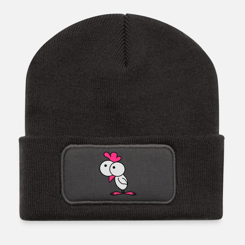 Surprised chick - Beanie recyclé à patch - charbon