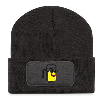 Bier - Recycelte Patch Beanie - Dunkelgrau - Vorne