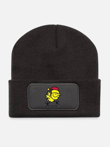Merry Christmas Chicken - Recycled Patch Beanie - dark grey