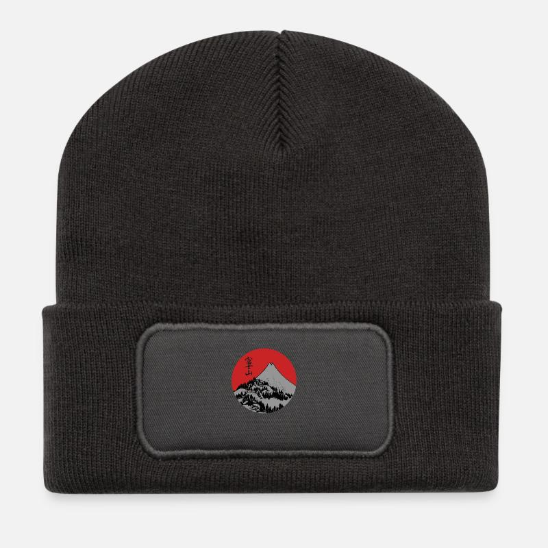 Red Dawn Fuji - Recycelte Patch Beanie - Dunkelgrau