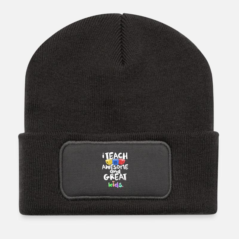 Ich lehre Awesome Great Kids ABC Lehrer Geschenk - Recycelte Patch Beanie - Dunkelgrau