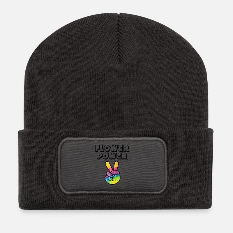 Flower Power - Recycelte Patch Beanie - Dunkelgrau