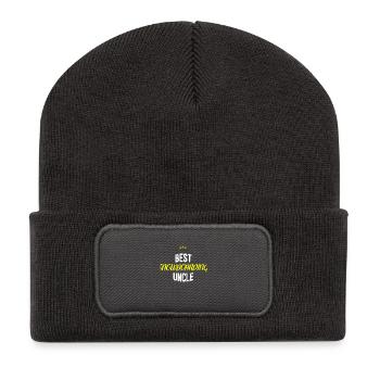 Distressed - BEST SNOWBOARDING UNCLE - Recycelte Patch Beanie - Dunkelgrau - Vorne