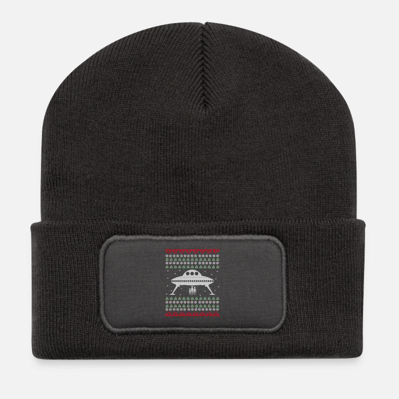 UFO Ugly Xmas Sweater Gift Christmas - Recycled Patch Beanie - dark grey