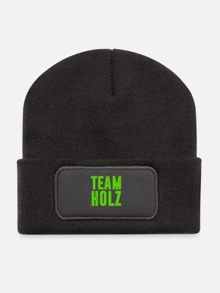 TEAM HOLZ / KETTENSÄGE / WALD / GESCHENK - Recycelte Patch Beanie - Dunkelgrau