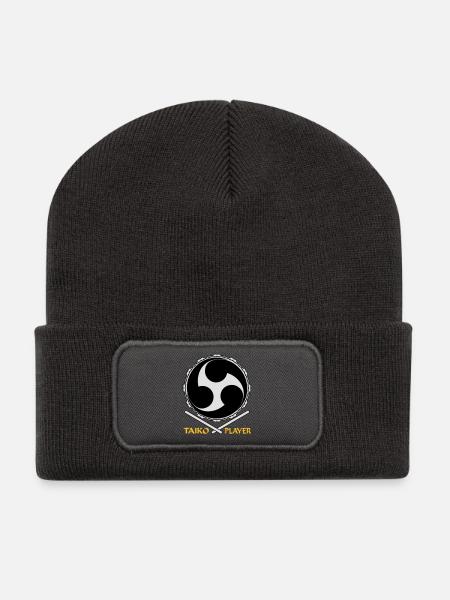 Symbol Taiko-Drumming V1 (dreifarbig) - Recycelte Patch Beanie - Dunkelgrau