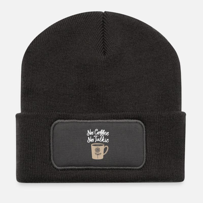 No Coffee, no talkie - Recycelte Patch Beanie - Dunkelgrau