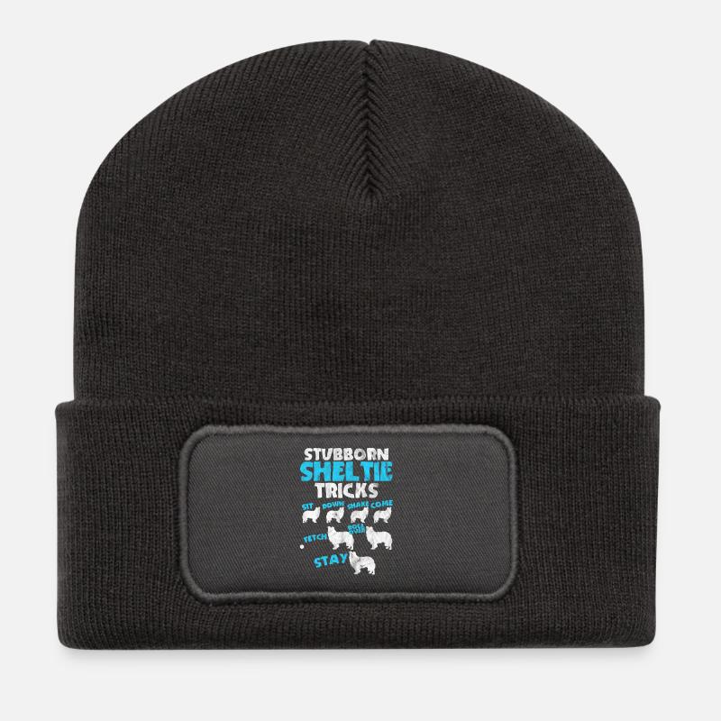 Shirt als Geschenk für Hundebesitzer eines Sheltie - Recycelte Patch Beanie - Dunkelgrau