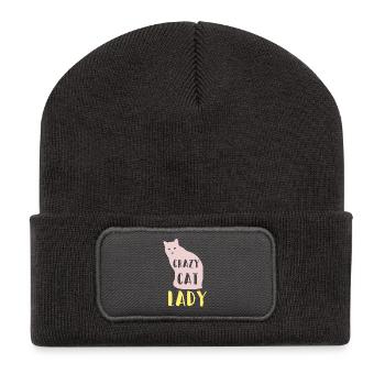 Crazy Cat Lady - Recycelte Patch Beanie - Dunkelgrau - Vorne