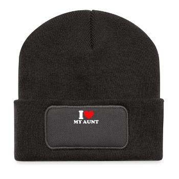 I Love my Aunt Tante - Beanie recyclé à patch - charbon - Devant
