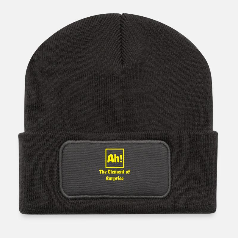 Funny - Ah - Erstaunt - Element - Lustig - Cool - Recycelte Patch Beanie - Dunkelgrau