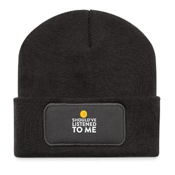 Bitcoin hätte mir zuhören sollen - Recycelte Patch Beanie - Dunkelgrau - Vorne