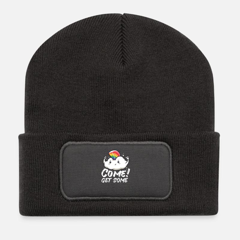 Lustig Wolke Regenbogen süß Glitzer Geschenk süß - Recycelte Patch Beanie - Dunkelgrau
