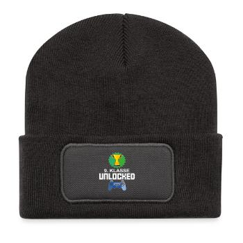 Niveau Unlocked 9e année Gamer Gaming cadeau - Beanie recyclé à patch - charbon - Devant