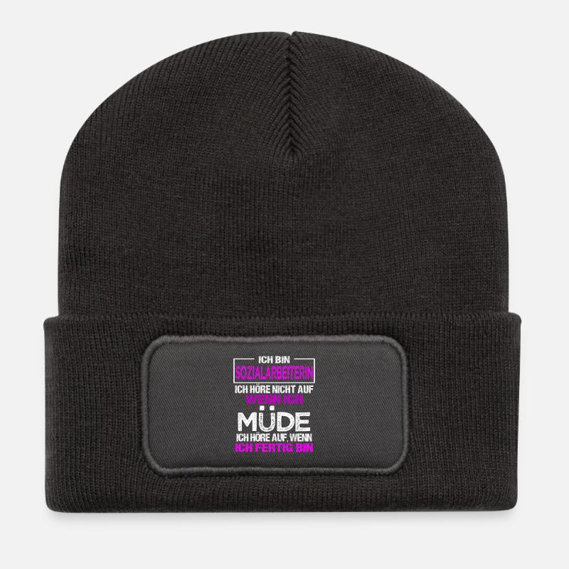 Ich bin Sozialarbeiterin Geschenk soziale Berufe - Recycelte Patch Beanie - Dunkelgrau