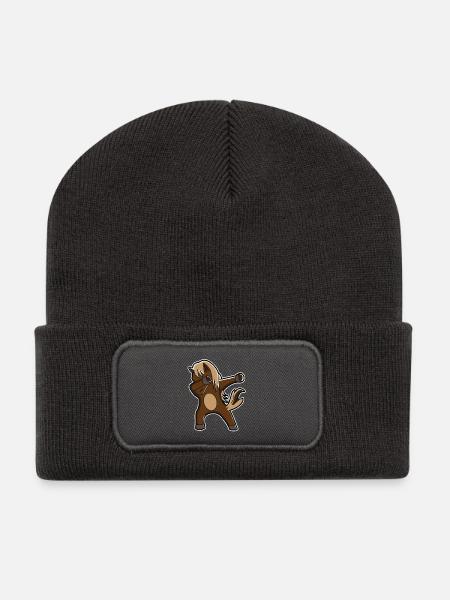 Horse dabbing horse - Recycled Patch Beanie - dark grey