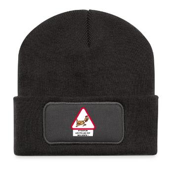 Les poules ont des dents ! - Beanie recyclé à patch - charbon - Devant