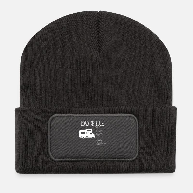 Road Trip Rules - Rules for Vacation - Recycled Patch Beanie - dark grey