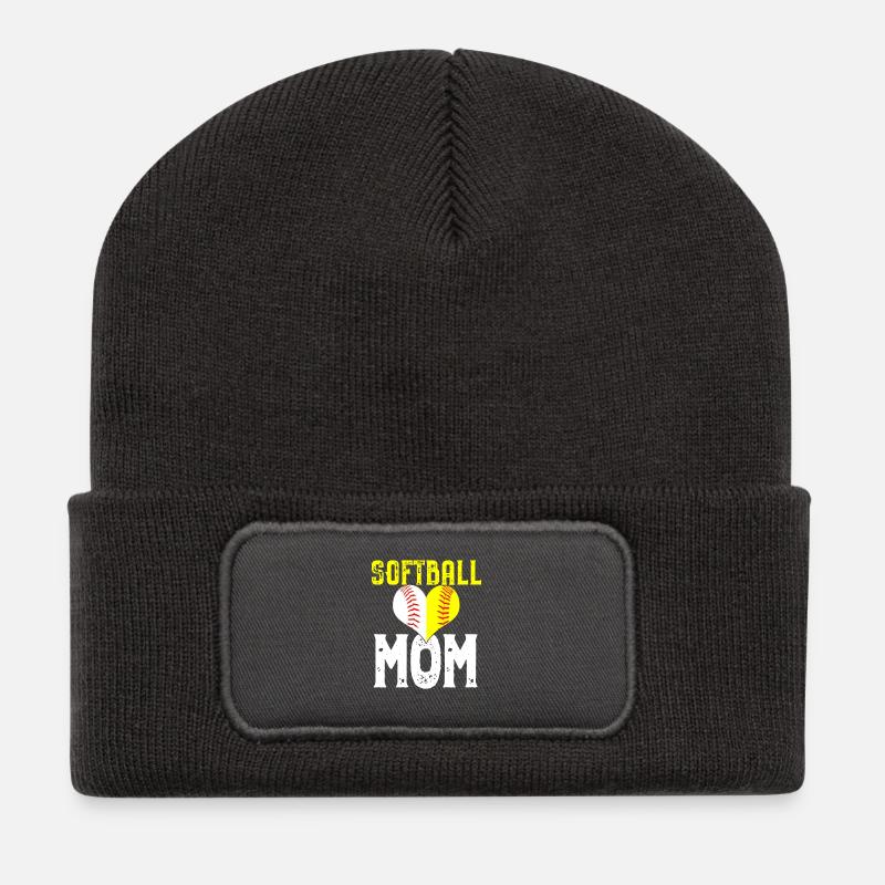 Softball Mom Liebe Geschenk - Recycelte Patch Beanie - Dunkelgrau