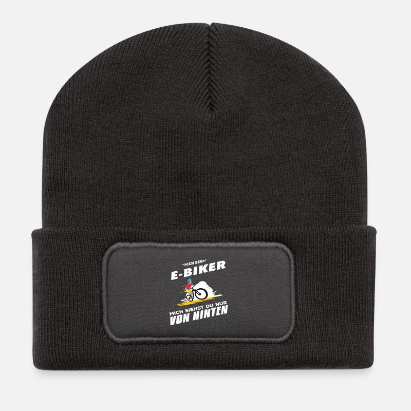 E-Bike Pedelec E Biker Fahrrad E Bike Geschenk - Recycelte Patch Beanie - Dunkelgrau
