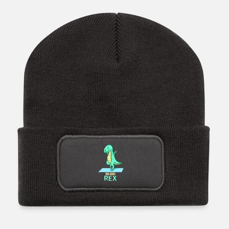 Yoga-Saurus Rex - Dino - Sport - Recycelte Patch Beanie - Dunkelgrau