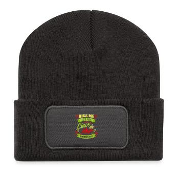 Embrassez-moi c'est mon T-shirt d'anniversaire de Cinco de Mayo - Beanie recyclé à patch - charbon - Devant