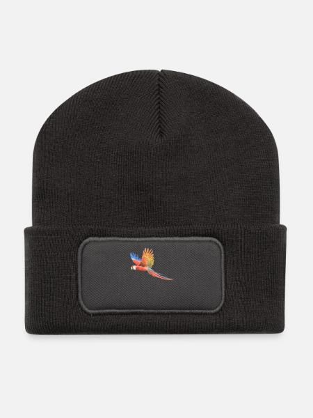 Bunter Papagei - Kinder Männer Frauen T-Shirt - Recycelte Patch Beanie - Dunkelgrau