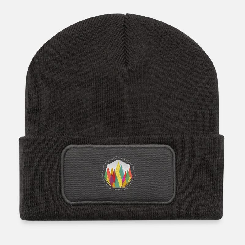 Wald - Geometrisch Modern Abstrakt Kunst Geschenk - Recycelte Patch Beanie - Dunkelgrau
