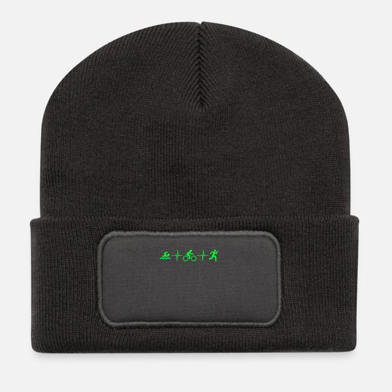 Sportler, Triathlon Triathlet Geschenk - Recycelte Patch Beanie - Dunkelgrau