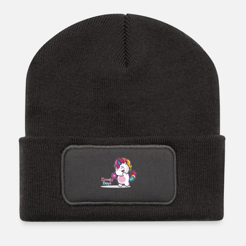 Lovely day! - Recycelte Patch Beanie - Dunkelgrau